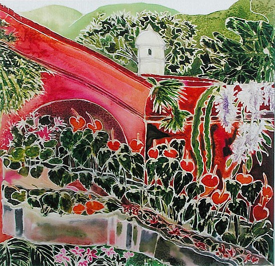 In Our Garden, Antigua (coloured inks on silk)  od Hilary  Simon
