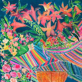Guatemalan Lilies, Absolutely Fabulous Set, 1994 (coloured inks on silk) 