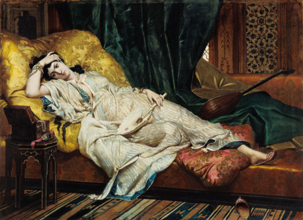 Odalisque with a lute od Hippolyte Berteaux