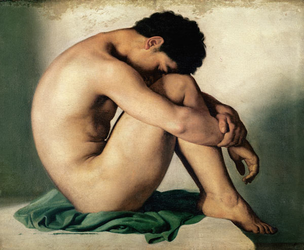 Study of a Nude Young Man od Hippolyte Flandrin