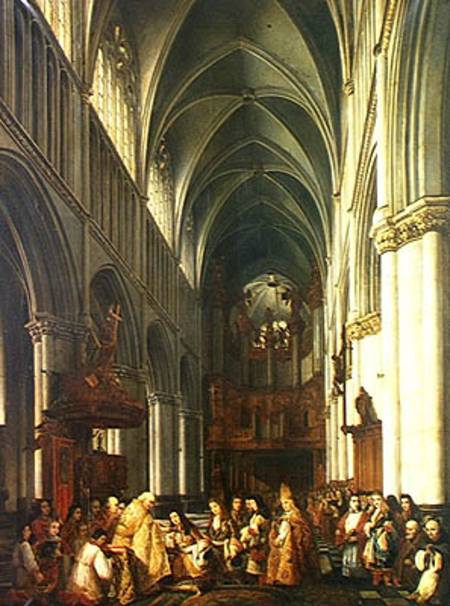 Entrance of Louis XIV (1638-1715) into the Cathedral of Saint-Omer od Hippolyte Joseph Cuvelier