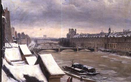 View of the Louvre in Winter od Hippolyte Victor V. Sebron