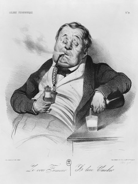 A true smoker, from the series ''Galerie physionomique'' od Honoré Daumier