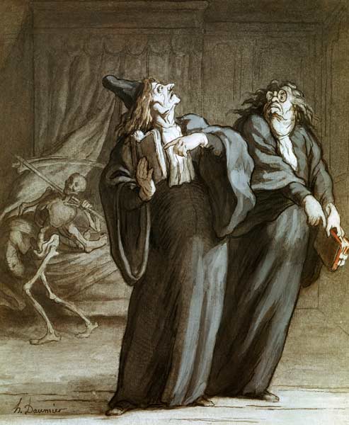 H. Daumier / Deux medecins et la mort od Honoré Daumier