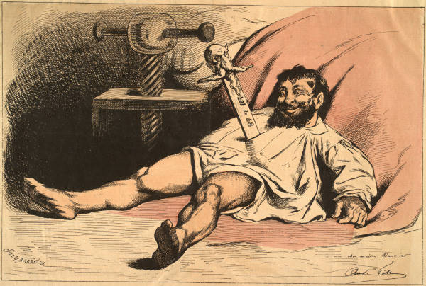 Daumier stabbed by Napoleon/Caric./ 1877 od Honoré Daumier