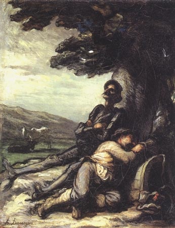 Don Quichotte et Sancho Pança se reposant sous un arbre od Honoré Daumier