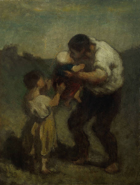 The kiss or Father a.child/Daumier/C19th od Honoré Daumier