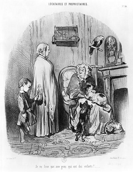 I do not hire people with children, plate 14 from the series ''Tenants and owners'' od Honoré Daumier