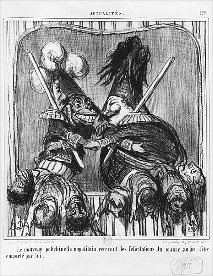 Series ''Actualites'', The new Neapolitan Buffoon, plate 229, illustration from ''Le Charivari'', 19 od Honoré Daumier