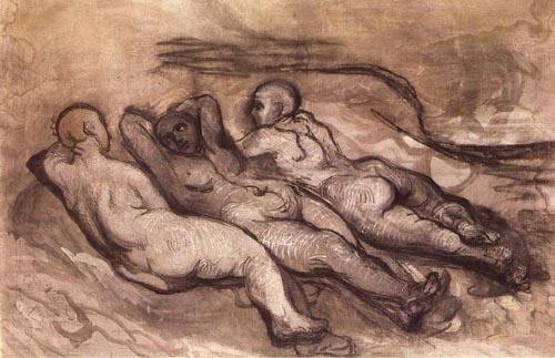 Trois femmes nues couchées od Honoré Daumier