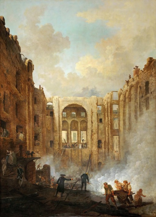 Fire at the Opera House of the Palais-Royal in 1781 od Hubert Robert