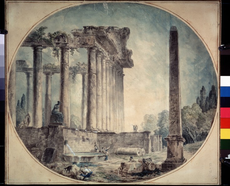 Ruins with an obelisk od Hubert Robert