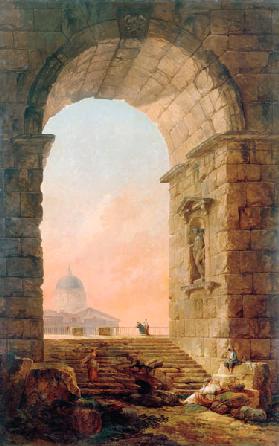 Landscape with an Arch and the St. Peter's Basilica in Rome