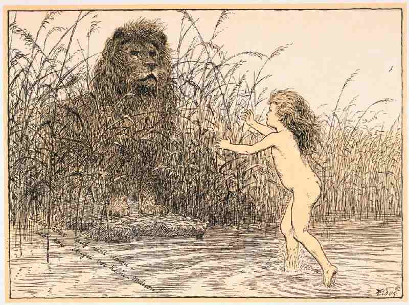 Dear Lion don’t run away, don’t be afraid of little Marion od Hugo Hoppener Fidus