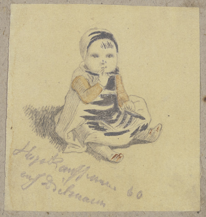Am Boden sitzendes kleines Kind od Hugo Kauffmann