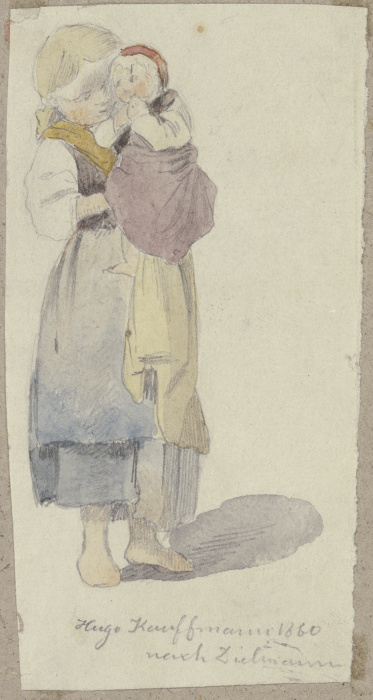 Mädchen mit Kind auf dem Arm od Hugo Kauffmann