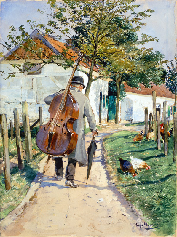 Musician on the way home od Hugo Mühlig