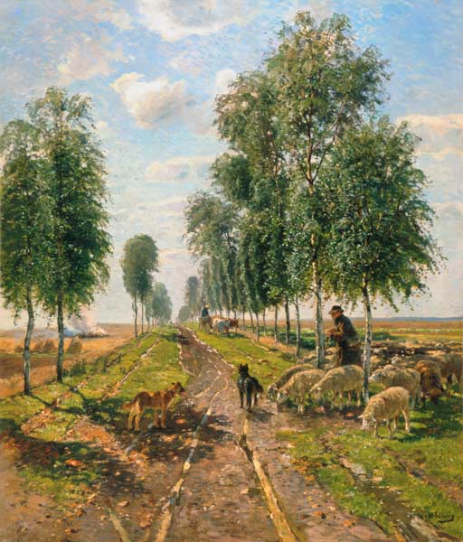 Flock of sheep at the Niederrhein od Hugo Mühlig