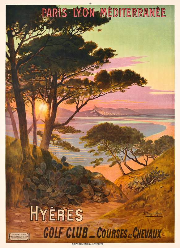 Poster advertising Hyeres, France od Hugo d' Alesi