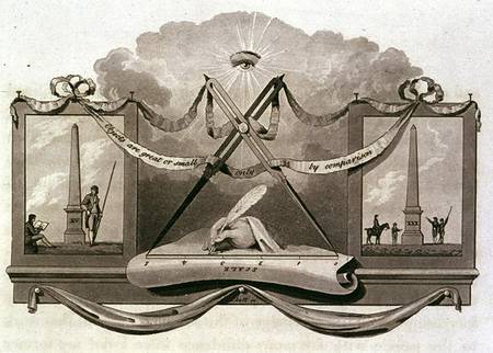 Theory of scale using an obelisk as an example, engraved by Pickett od Humphry Repton