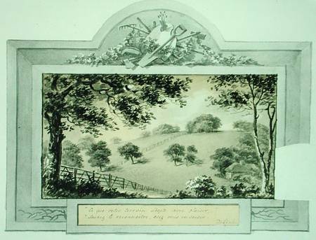 'Before' view of the grounds, from the Red Book for Antony House od Humphry Repton