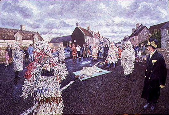 Boxing Day Mummers, Marshfield, 1998 (oil on board) (see also 107623)  od Huw S.  Parsons