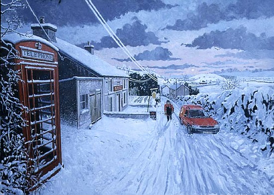 Collecting the Christmas Post at Bethlehem, Dyfed, 1995 (oil on board)  od Huw S.  Parsons