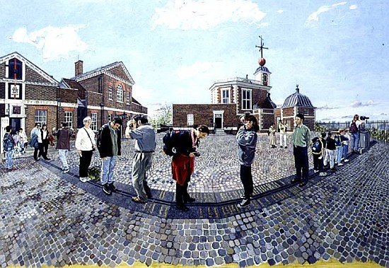 East and West from Greenwich, 1997 (oil on board)  od Huw S.  Parsons