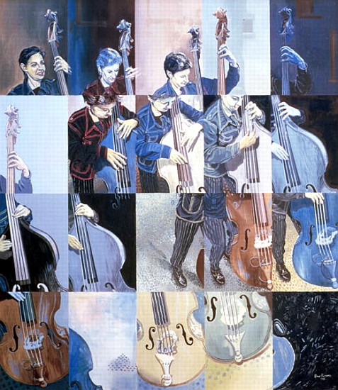 Paula Gardiner, Jazz Bassist, 1998 (oil on board)  od Huw S.  Parsons