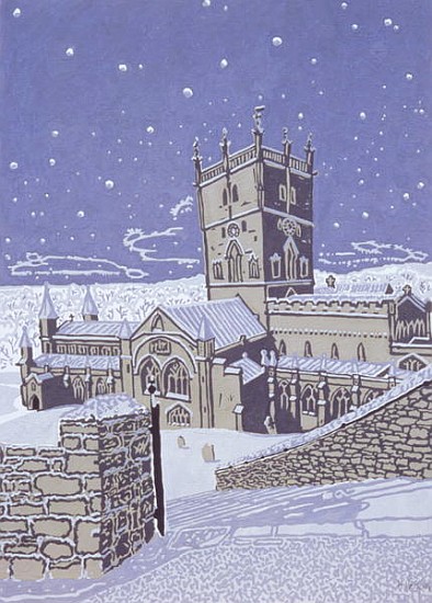 St. David''s Cathedral in the Snow, 1996 (gouache on paper)  od Huw S.  Parsons
