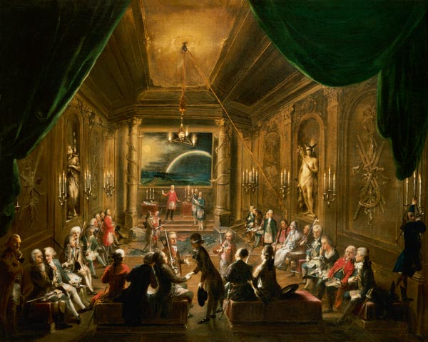 Initiation ceremony in a Viennese Masonic Lodge during the reign of Joseph II od Ignaz Unterberger