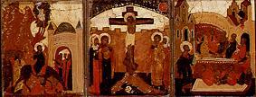 Triptych links: Move in Jerusalem middle: Crucifixion, on the right foot ablution od Ikone (russisch)