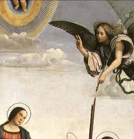 Annunciation and Saints, detail of the Archangel Gabriel od Il Francia