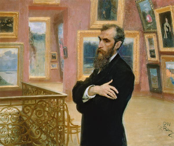 Portrait of Pavel Tretyakov (1832-98) in the Gallery od Ilja Efimowitsch Repin