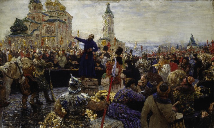 Minin appeals to the people of Nizhny Novgorod in 1611 od Ilja Efimowitsch Repin