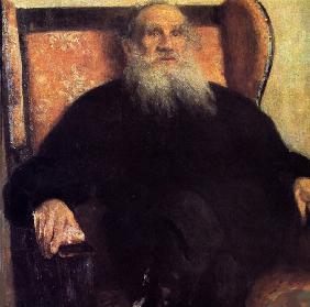 Portrait of the author Leo N. Tolstoy (1828-1910) in the Pink Armchair