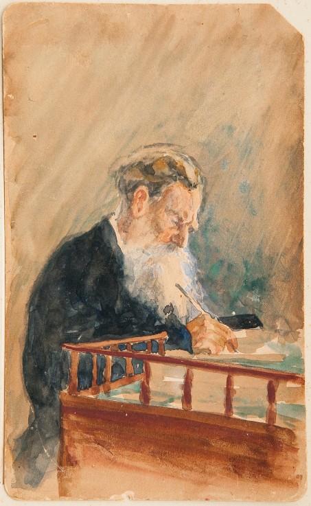 Portrait of the author Leo N. Tolstoy (1828-1910) od Ilja Efimowitsch Repin