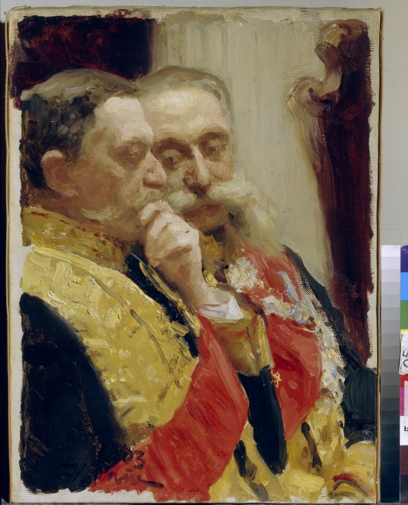 Portrait of Ivan Goremykin and Nikolai Gerard od Ilja Efimowitsch Repin