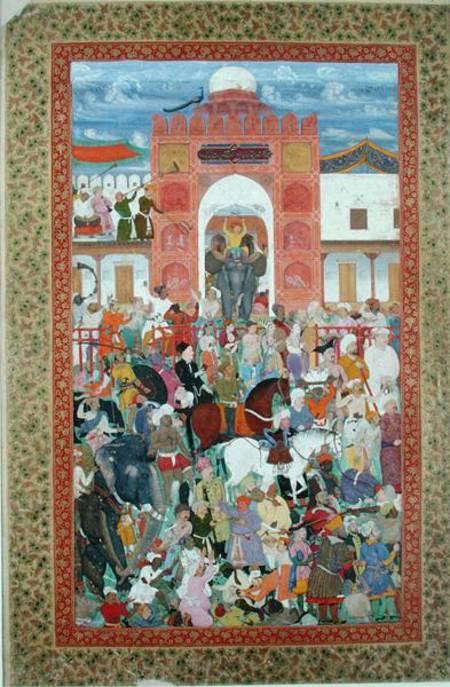 Ms E-14 fol.21a Festivities on the Occasion of the Coronation of Emperor Djahangir (1569-1627) od Indian School