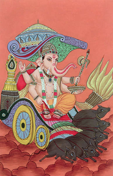 Ganesh, the Elephant God (gouache on paper)  od Indian School