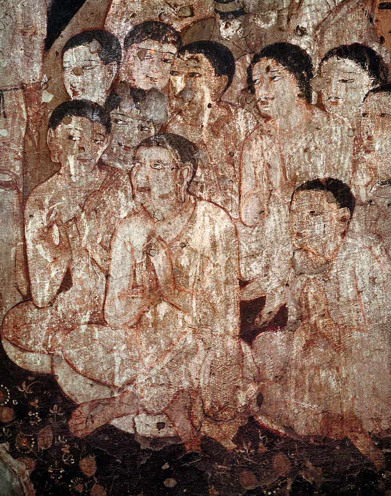 Group of disciples mourning the death of Buddha from the interior of Cave 17 od Indian School