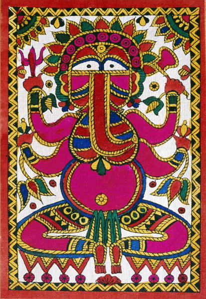 Elephant headed god Ganesh (oil on cloth)  od Indian School