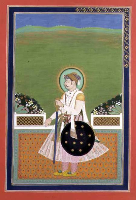 A Prince standing on a Terrace, Indian Mughal od Indian School