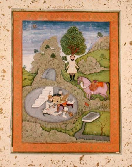 Rustam killing the White Demon, illustration from the 'Shahnama' (Book of Kings), by Abu'l-Qasim Man od Indian School