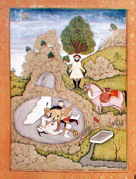Rustam killing the White Demon, from the 'Shahnama' (Book of Kings), by Abu'l-Qasim Manur Firdawsi ( od Indian School