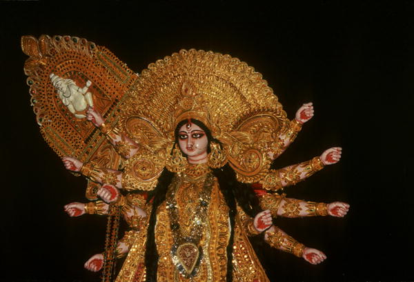 Statue of goddess Durga at Durja Pooja festival (mixed media)  od Indian School