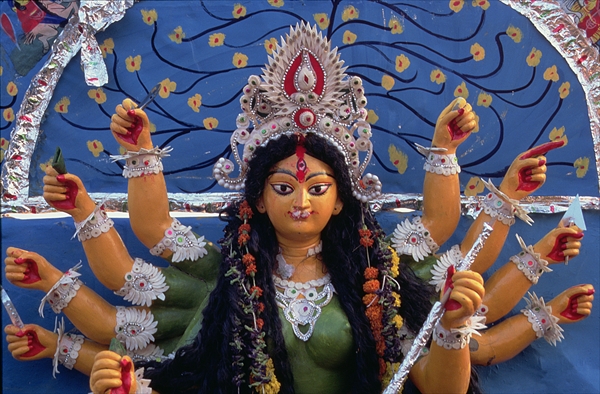 Statue of the Goddess Durga from the Durga Pooja Festival, Calcutta (photo)  od Indian School