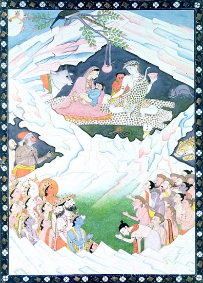 The Holy Family of Shiva and Parvati on Mount Kailash od Indian School