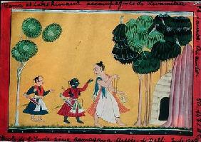 Rama and Lakshmana accompanied by Visvamitra, from the Ramayana