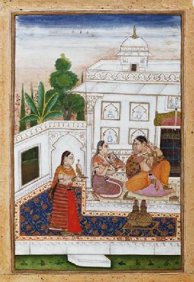 Vilaval Ragini: Woman at her Toilet, from a Ragamala, from Bikaner, Rajastan